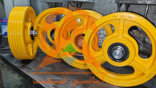 فلکه هرزگرد آسانسور، قطر ۳۲ ، بکسل ۸ ، گام ۱۳ ، شفت قطر ۵۰ و ۶۰ میلیمتر